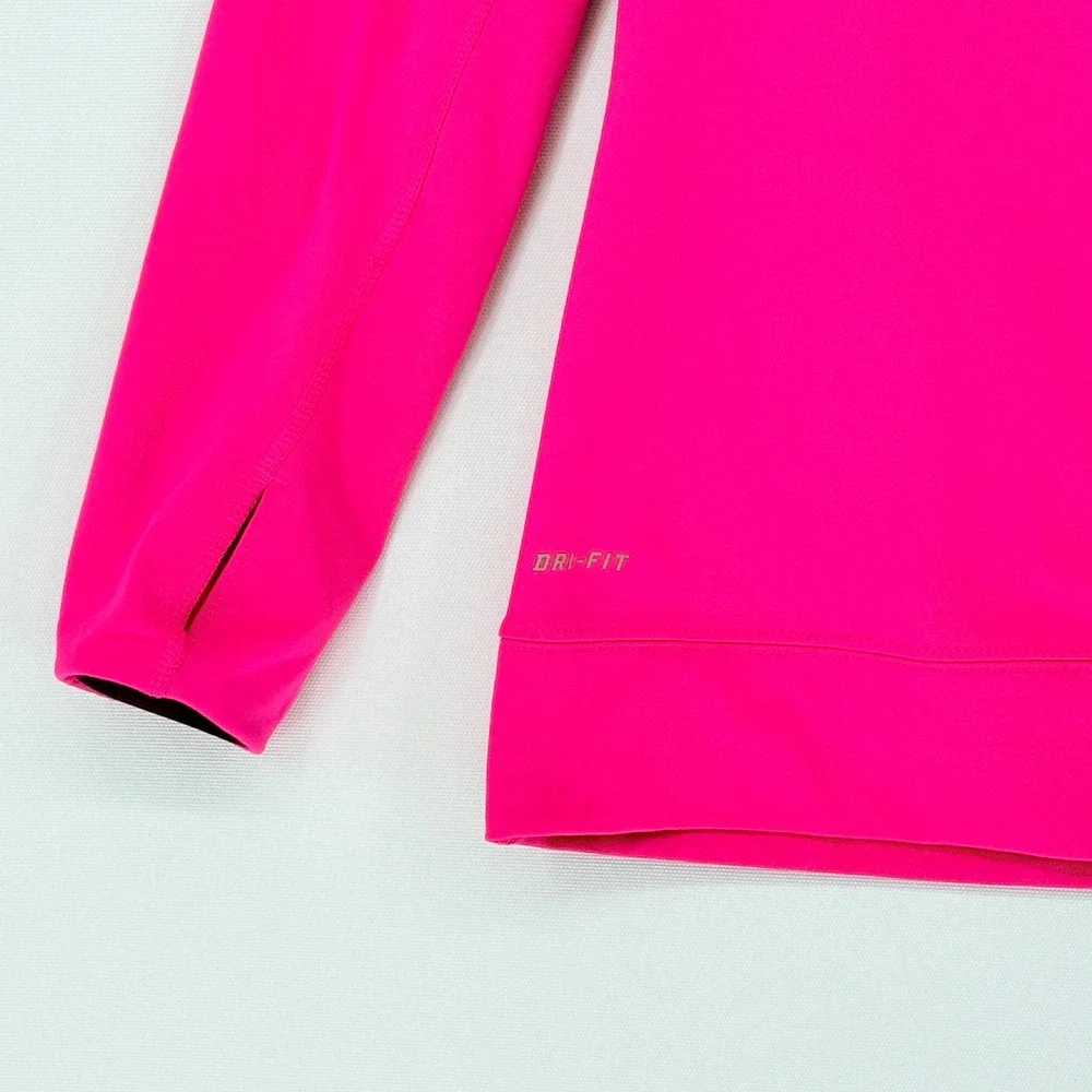 Nike Pro Cowl Neck Pullover Women Large Pink Dri-FIT Thumbhole Gorpcore Sporty